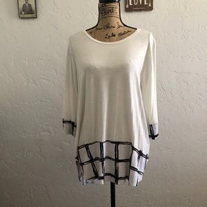 Cool Melon white & blue blouse, size 2X